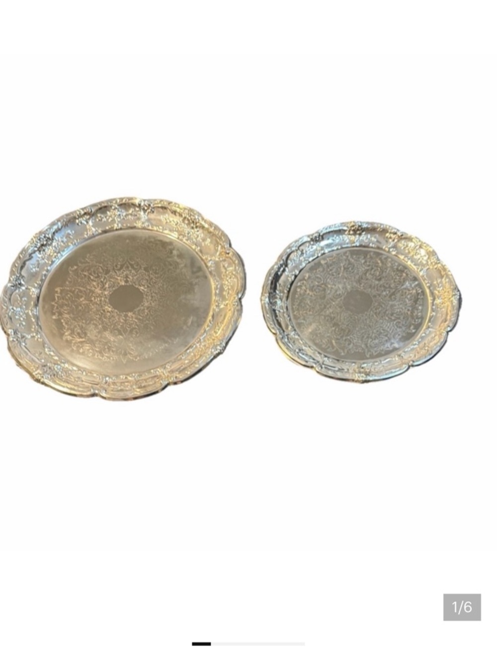 Vintage Silver Plated Scalloped Shell Platters Set of 2 Made In Hong Kong 8-10”
